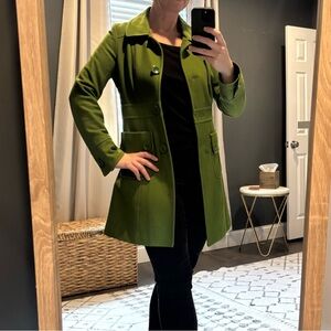 Anthropologie Tulle Green Wool Pea Coat